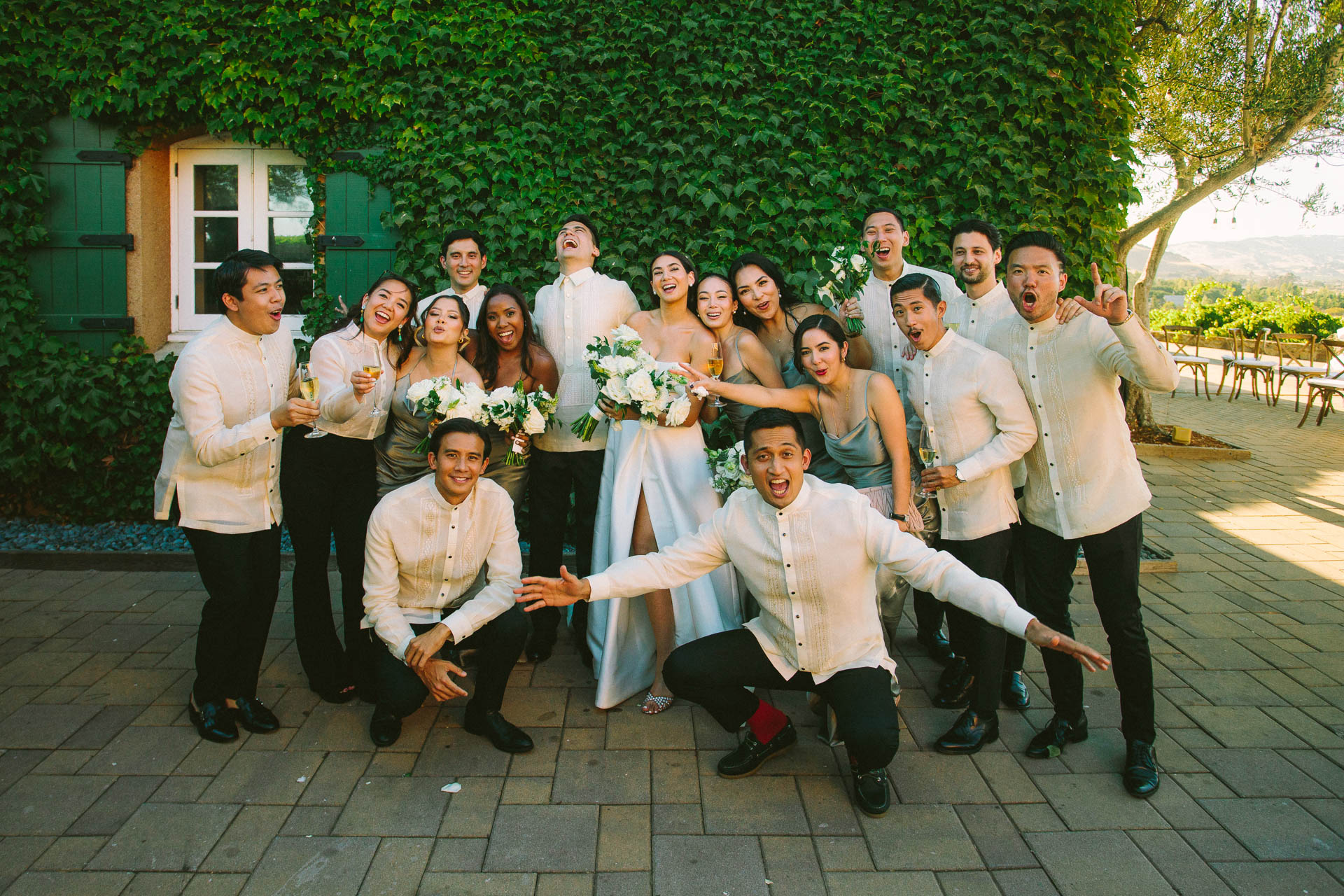 Vibrant happy group photo at Viansa Winery